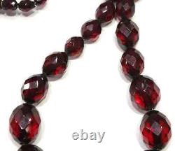 Antique Victorian Faceted Cherry Amber Graduated Necklace 30