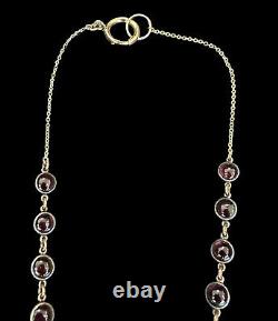 Antique Victorian Garnet Necklace 14k Gold Filled Chain With Cross Pendant