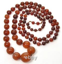 Antique Victorian Genuine Baltic Cherry And Honey Amber Bead Necklace 36, 36.4g
