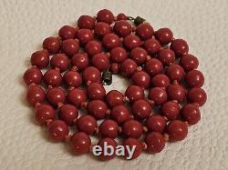 Antique Victorian Genuine Sardinian Natural Red Coral Bead Necklace 19th 59.3 g