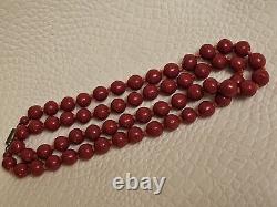 Antique Victorian Genuine Sardinian Natural Red Coral Bead Necklace 19th 59.3 g