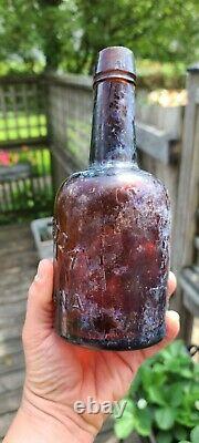 Antique Vin De Coca Christiana Bottle Wine and Cocaine Blown Red Amber Virginia