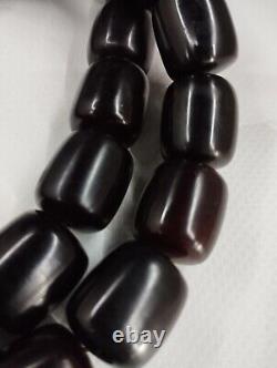 Antique Vintage Dark Cherry Amber Bakelite Beads Faturan 34 + 3Beads 179Gr