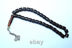 Antique Vintage Faturan Cherry Amber Bakelite Rosary Prayer Beads Marbled 57 gr