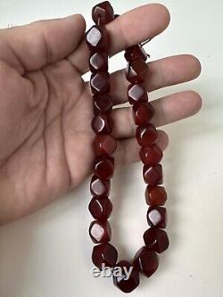 Antique Vintage Old Amber Bakelite Stardust Faturan Cherry Beads 45 gr