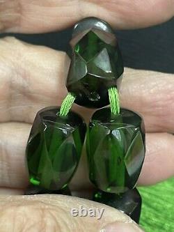 Antique XL Faceted Green 7up Cherry Amber bakelite islamic prayer 33 beads R1