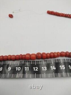 Antique beads from coral, Coral beads, Mediterranean coral, Vintage coral