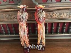 Antique c1800s Chinese Cherry Red Amber Figurines(Bird of Paradise)11 1/2