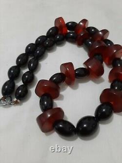 Antique cherry amber Bakelite misky veins necklace 160 gram