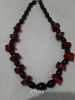 Antique cherry amber Bakelite misky veins necklace 160 gram