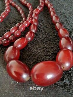 Antique cludy Cherry Amber berrel Backlite beads necklace