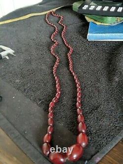 Antique cludy Cherry Amber berrel Backlite beads necklace