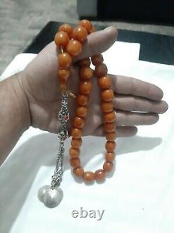 Antique genuine Faturan bakelite amber veins Prayer beads 90gr