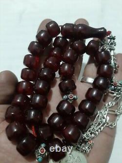 Antique genuine Faturan bakelite cherry amber veins Prayer beads 105 gr