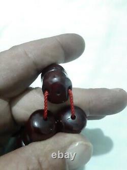 Antique genuine Faturan bakelite cherry amber veins Prayer beads 105 gr