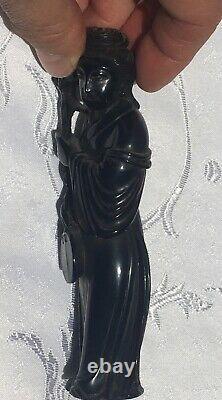 Antique hand-carved Chinese ruby amber-backlit Guan yin republic period 1912-49