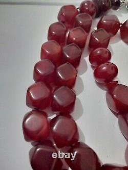 Antique handmade faturan Bakelite cherry amber prayer bead tasbih 77 gram