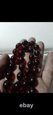 Antique misky Bakelite cherry amber PRAYER Tasbih BEADS 52.1 Gram