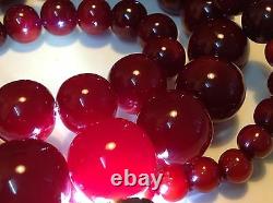 Antique original Chinese cherry Bakelite round Bead 192 gram necklace (m493)