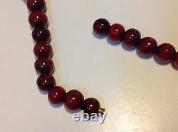 Antique original Chinese cherry Bakelite round Bead 192 gram necklace (m493)