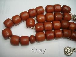 Antique ottoman cherry amber bakelite faturan tested islamic prayer beads 1900s