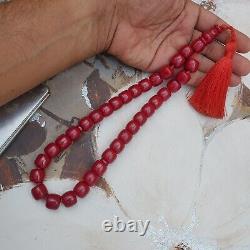 Antique tested 33 prayer beads German cherry amber faturan bakelite worry beads