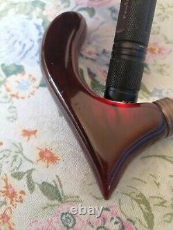 Antique vintage Cherry Amber Bakelite umbrella handle 1930- 83.7 gr. Faturan