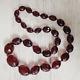 Art Deco Big Cherry Amber Bakelite Bead Necklace 23 Faceted 89 Grams