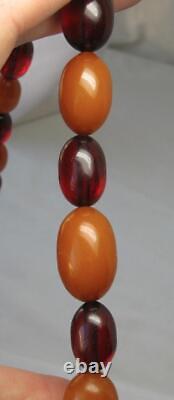 Art Deco Cherry Amber Bakelite Butterscotch Amber Egg Yolk Necklace 93.5 Grams