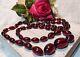 Art Deco Cherry Amber Bakelite Faturan Necklace Graduated Smooth Oval Beads 36g