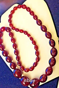 Art Deco Cherry Amber Bakelite Necklace Graduated Beads 31 82gm