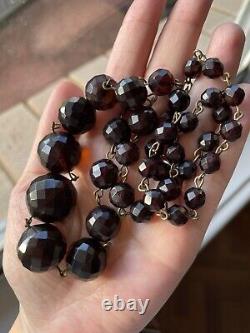 Art Deco Flapper Era Cherry Amber Bakelite Beads Necklace Vintage Antique 39g