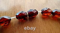 Art Deco Root Beer Cherry Amber Bakelite Bead Necklace 28 Faceted 59gtested