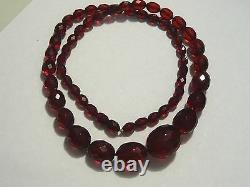 Authentic Antique Victorian Cherry Amber faceted beads