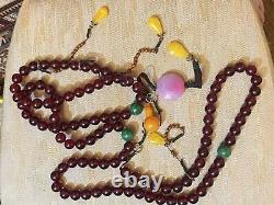 Authentic Cherry Amber & Jade ANTIQUE QING CHINESE IMPERIAL COURT NECKLACE