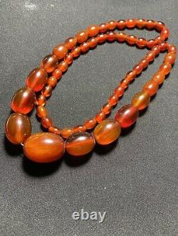 Authentic Vintage Cherry Amber transparent Antique Bakelite necklace 65g