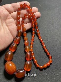 Authentic Vintage Cherry Amber transparent Antique Bakelite necklace 65g