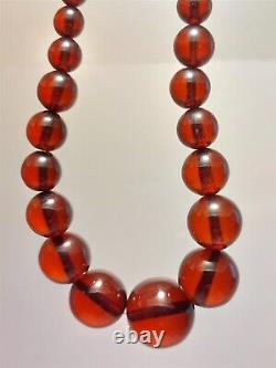 Bakelite Cherry Amber Beaded Necklace Vintage Large Red