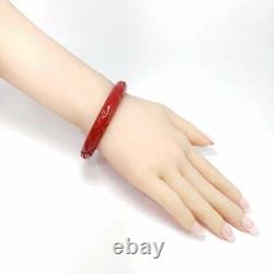 Bakelite Cherry Amber Red Vintage Carved Bangle Bracelet