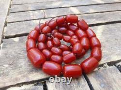Bakelite Faturan Beads Necklace 115gr Antique Vintage Art Deco Cherry Red Amber