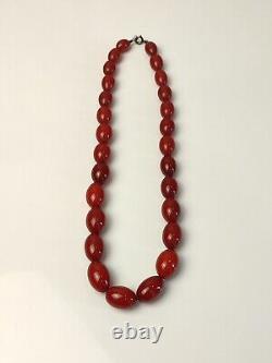 Bakelite Necklace Faturan Vintage Rosary Beaded Bakelite Cherry Antique Amber