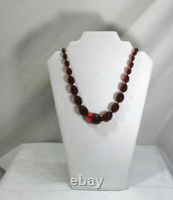 Beautiful 1920's Art Deco Cherry Amber Bakelite Beads Lariat Length 35-58 Grams