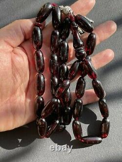 Beautiful Antique Faturan cherry amber bakelite islamic prayer beads 75G R3