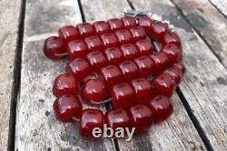 Cherry Amber Antique Faturan Bakelite Islamic Tesbih Misbaha Prayer Beads 76gram