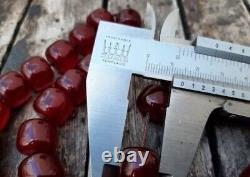 Cherry Amber Antique Faturan Bakelite Islamic Tesbih Misbaha Prayer Beads 76gram