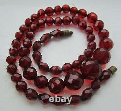Cherry Amber Bakelite Bead Necklace Antique Art Deco 57 beads 23.7 grams