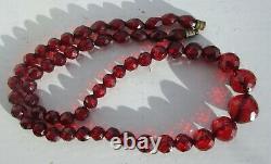 Cherry Amber Bakelite Bead Necklace Antique Art Deco 57 beads 23.7 grams