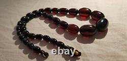 Cherry Amber Bakelite Beads Antique Vintage Faturan Necklace Tested 19g
