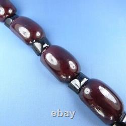 Cherry Amber Bakelite Bracelet / Antique Bangle Necklace Beads Complement