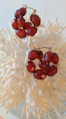 Cherry Amber Bakelite Earrings 14kt Custom Made
